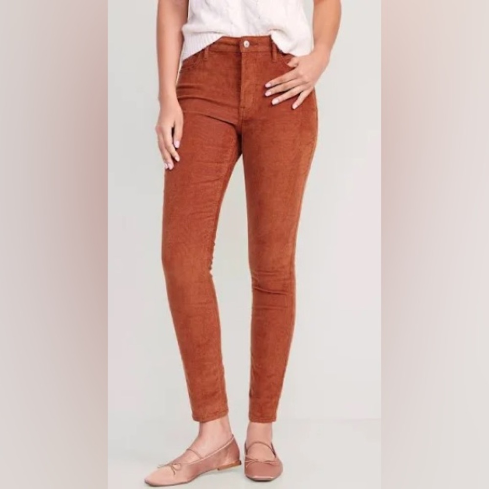 NWT Old Navy High Rise Rockstar Super Skinny Pants Brown Corduroy Size 22
